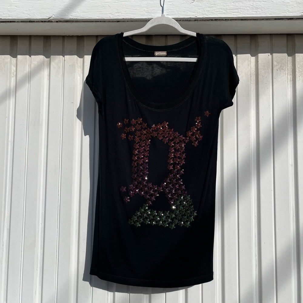 Galliano vintage‎ logo scoop neck knit T-shirt